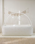 LOLBaby Cotton Embroidery Bumper Bed with Hanging Toy and Canopy - Golden Dragon (2024)