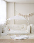 LOLBaby Cotton Embroidery Bumper Bed with Hanging Toy and Canopy - Golden Dragon (2024)