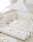LOLBaby Cotton Embroidery Bumper Bed with Hanging Toy and Canopy - Golden Dragon (2024)