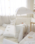LOLBaby Cotton Embroidery Bumper Bed with Hanging Toy and Canopy - Golden Dragon (2024)