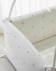 LOLBaby Cotton Embroidery Bumper Bed with Hanging Toy and Canopy - Cloud White