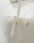 LOLBaby Cotton Embroidery Bumper Bed with Hanging Toy and Canopy - Cloud White