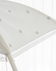 LOLBaby Cotton Embroidery Bumper Bed with Hanging Toy and Canopy - Cloud White