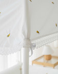 LOLBaby Cotton Embroidery Bumper Bed with Hanging Toy and Canopy - Honey Bee