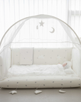 LOLBaby Cotton Embroidery Bumper Bed with Hanging Toy and Canopy - Polar Bear