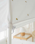 LOLBaby Cotton Embroidery Bumper Bed with Hanging Toy and Canopy - Honey Bee