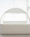 LOLBaby Cotton Embroidery Bumper Bed with Hanging Toy and Canopy - Honey Bee