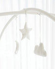 LOLBaby Cotton Embroidery Bumper Bed with Hanging Toy and Canopy - Cloud White