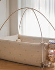 LOLBaby Cotton Embroidery Bumper Bed with Hanging Toy and Canopy - Golden Rabbit