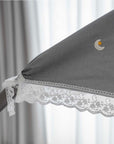 LOLBaby Cotton Embroidery Bumper Bed with Hanging Toy and Canopy - Moon Star Grey